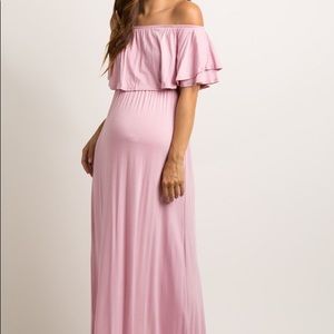 PinkBlush Off the shoulder maternity maxi dress